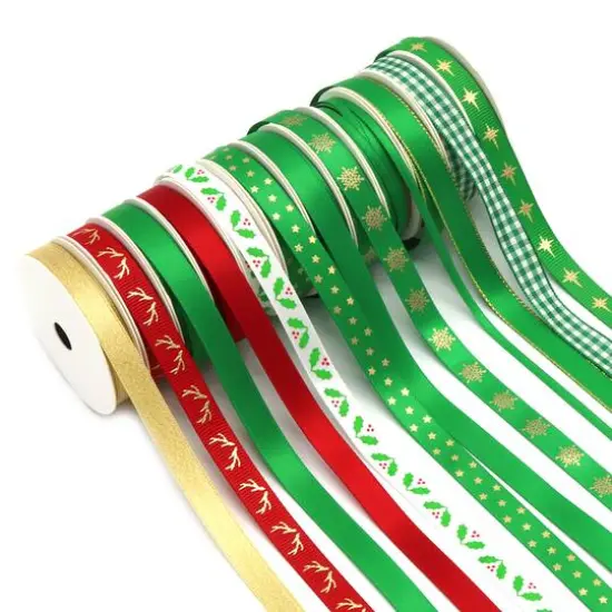 Gwen Studios 3/8" x 48yd. Green & Red Christmas Ribbon For Gifts & Crafts, 24ct. {3}