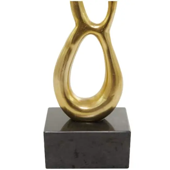 51" Aluminum Tall Linked Floor Abstract Sculpture with Black Base Gold {5}