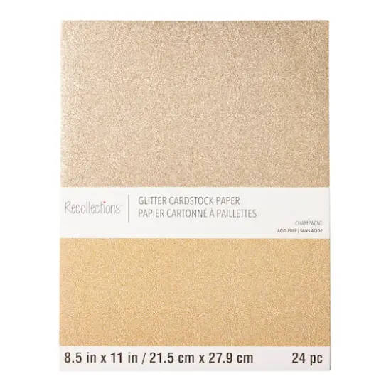 Champagne Glitter 8.5" x 11" Cardstock Paper by Recollections&trade;, 24 Sheets {1}