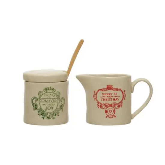 Hello Honey&reg; Christmas Sayings Stoneware Creamer & Sugar Jar Set {1}