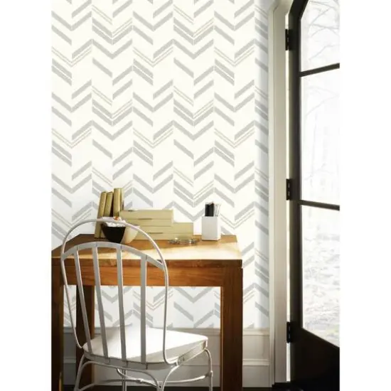 RoomMates Chevron Stripe Peel & Stick Wallpaper Gray {7}