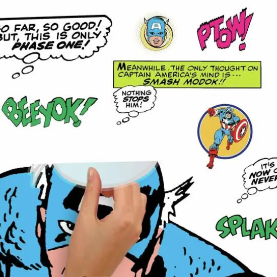 RoomMates Marvel Classic Captain America Comic Peel & Stick Giant Wall Decal {6}