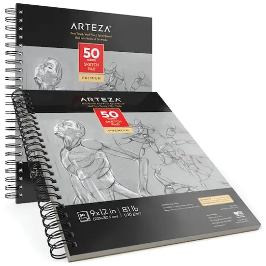 Arteza&reg; 9" x 12" Toned Gray Spiral Sketch Pads, 2ct. {3}