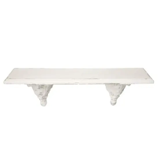 White Wood Vintage Wall Shelf, 11" x 32" x 6" {3}
