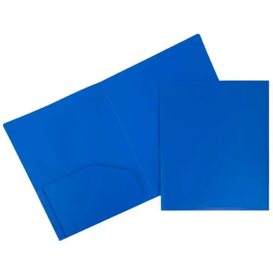 JAM Paper Heavy Duty Plastic 2-Pocket Folders, 6ct. Blue {1}