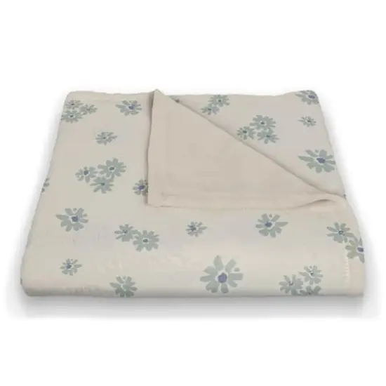 Daisy Pattern Coral Fleece Blanket Blue {3}