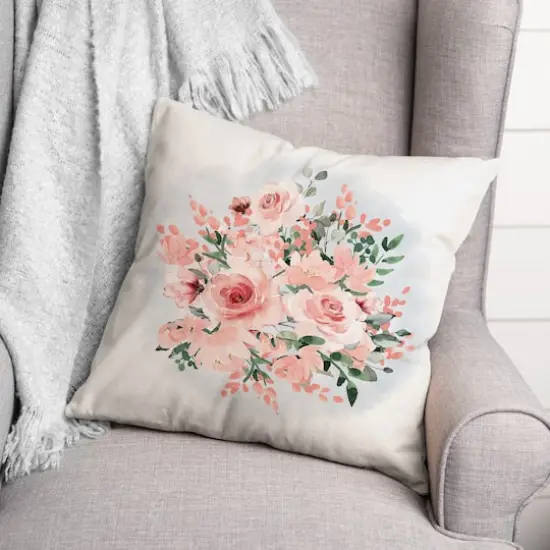 Pink Bouquet Throw Pillow {3}
