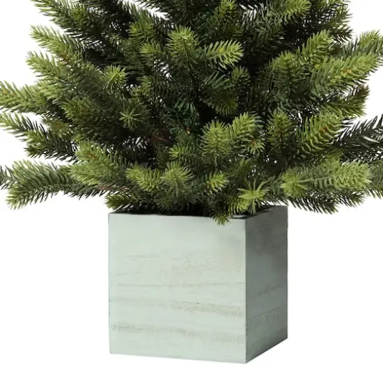 2.5ft. Unlit Fraser Fir Artificial Christmas Tree in Wooden Pot {3}