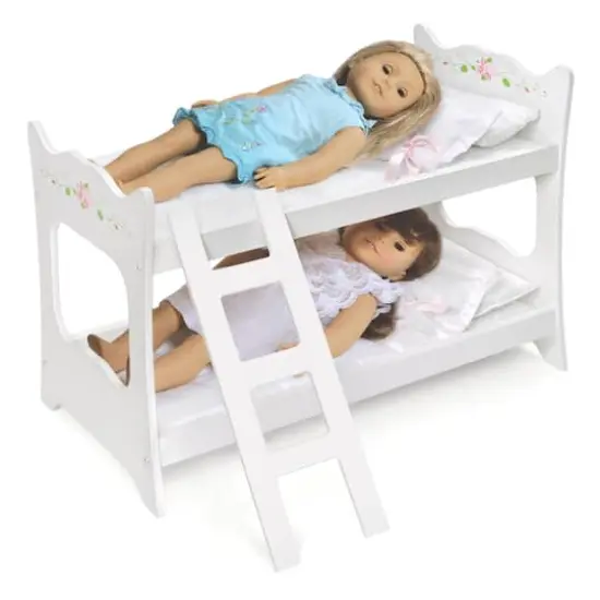 Badger Basket White Rose Doll Bunk Bed with Ladder & Bedding {4}