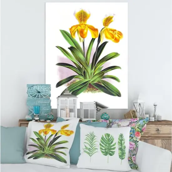 Designart - Vintage Yellow Orchid - Traditional Canvas Wall Art Print {4}