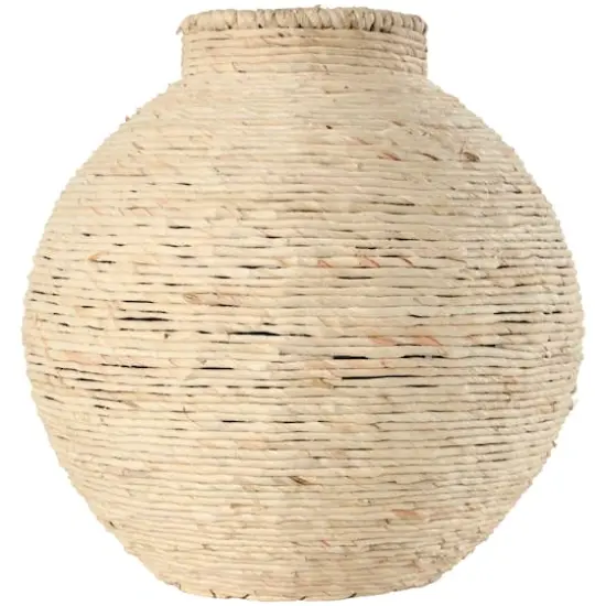 13" Beige Seagrass Handmade Wrapped Vase {3}