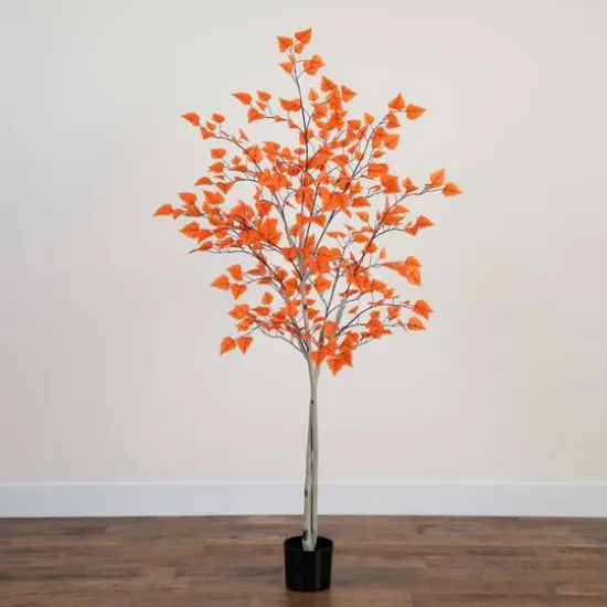 6ft. Autumn Paper Birch Artificial Fall Tree {9}