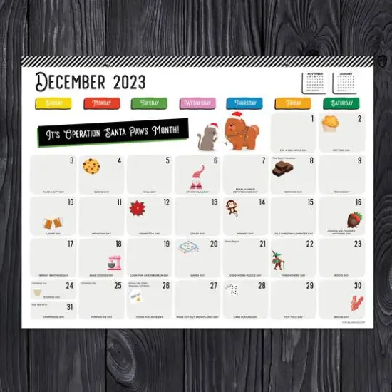 TF Publishing 2023 - 2024 Every Day's A Holiday Medium Desk Pad Monthly Blotter Calendar {5}