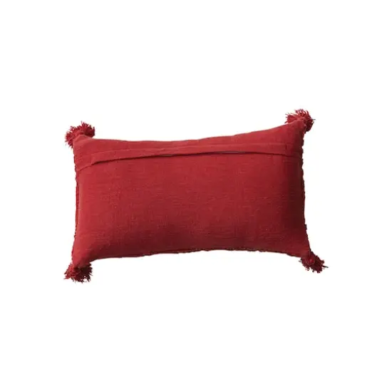 Hello Honey&reg; 20" Red Woven Cotton Knit Lumbar Pillow with Tassels {5}