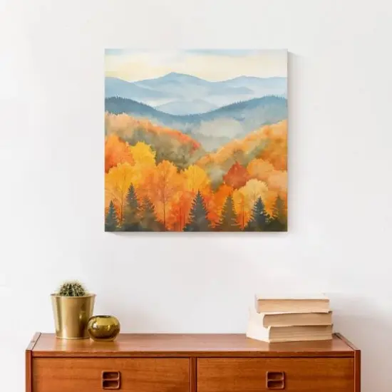 Fall Forest Landscape 16" x 16" Canvas Wall Art {5}