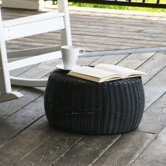 Household Essentials 9" Woven Storage Ottoman Black {5}