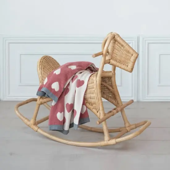 Hello Honey&reg; Pink & White Hearts Cotton Knit Chenille Baby Blanket {3}