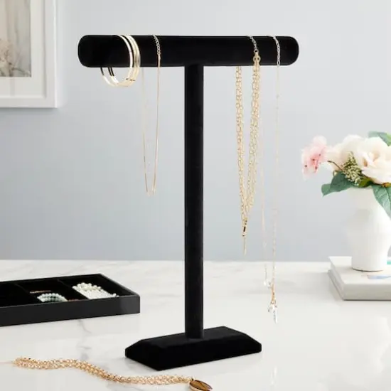 18" Black Velvet Single Bar Jewelry Stand by Bead Landing&trade;  {3}