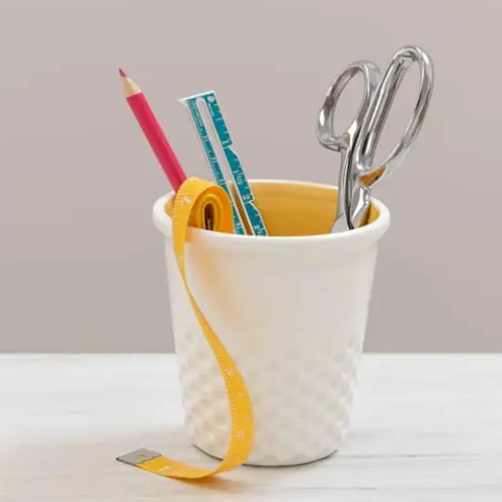 Dritz&reg; Novelty Ceramic Thimble Container Yellow {4}