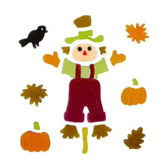 Scarecrow & Pumpkins Thanksgiving Gel Window Clings {1}