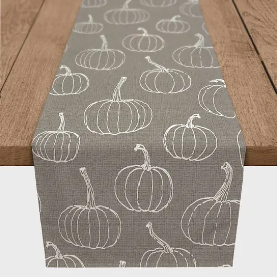90" Gray Pumpkin Pattern Cotton Twill Runner {1}