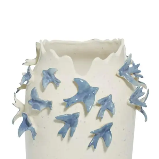 White Ceramic Coastal Vase, 18" x 11" x 11" {6}