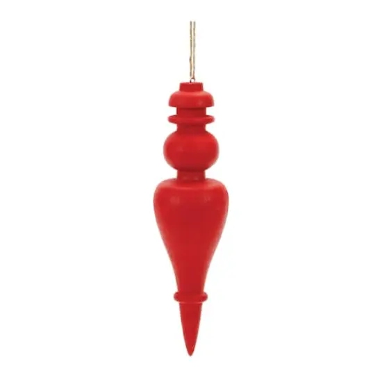 6" Red Wood Finial Drop Ornament Set {5}