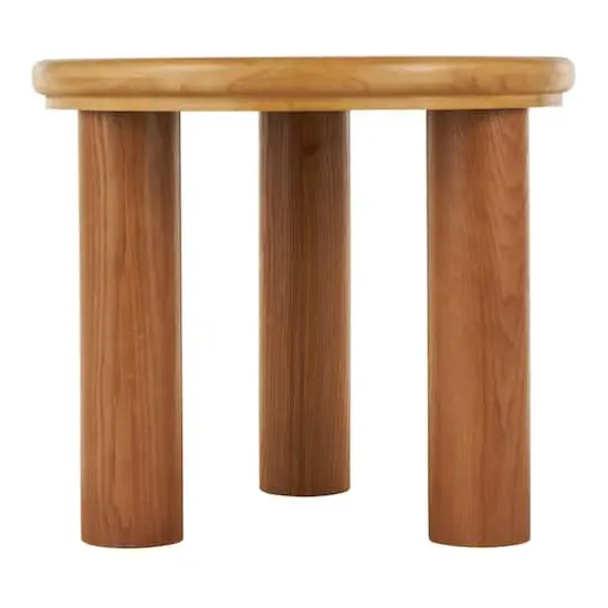 23.5" Brown Wood Handmade Round Living Room Coffee Table with Black Tabletop {9}