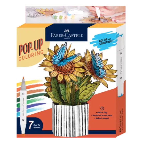 Faber-Castell&reg; Pop Up Coloring Sunflowers & Butterflies Bouquet Kit {1}