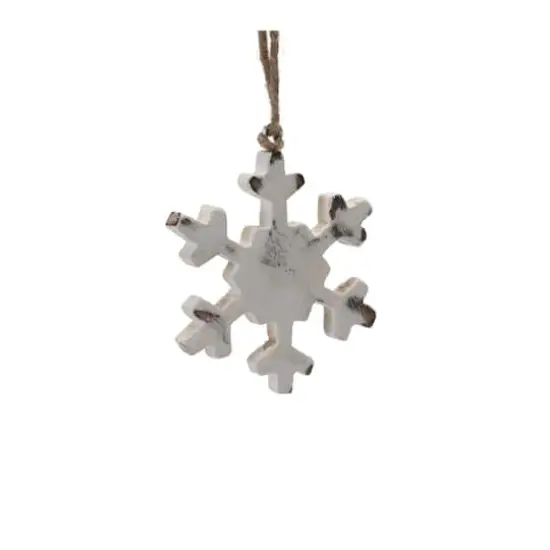 Whitewashed Wood Snowflake Ornament Set {5}