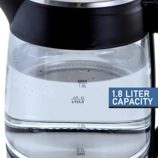 MegaChef 1.8L Glass Body & Stainless Steel Electric Tea Kettle {3}