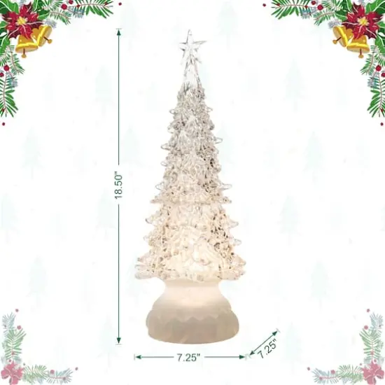 Glitzhome&reg; 18.5" Lighted Acrylic Rotating Christmas Table Tree {9}