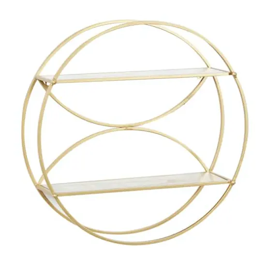 CosmoLiving by Cosmopolitan Gold Metal Contemporary Wall Shelf, 22" x 22" x 7" {1}