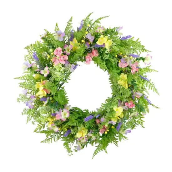 30" Artificial Dogwood & Lavender Floral Spring Wreath {1}