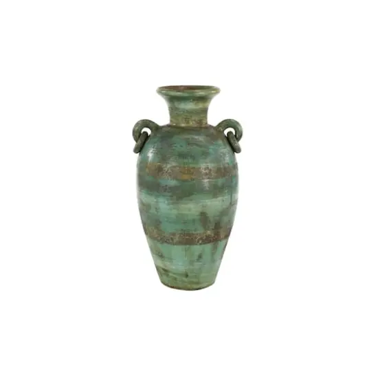 23" Green Ceramic Rustic Vase {3}
