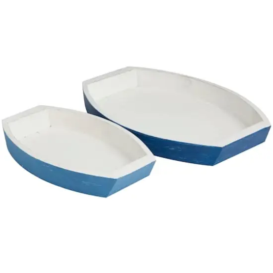 Blue & White Nesting Coastal Boat Tray Set {4}