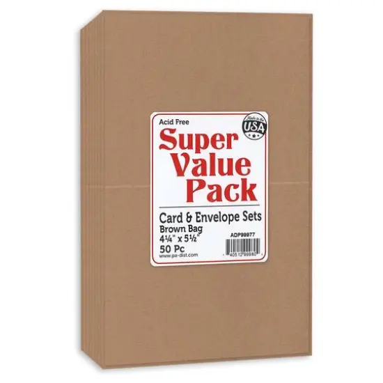 PA Paper&trade; Accents Super Value Brown Bag 4.25" x 5.5" Card & Envelope Set {1}