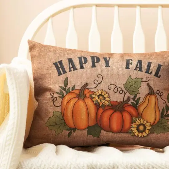Glitzhome&reg; Faux Burlap Fall Pumpkin Pillow {13}