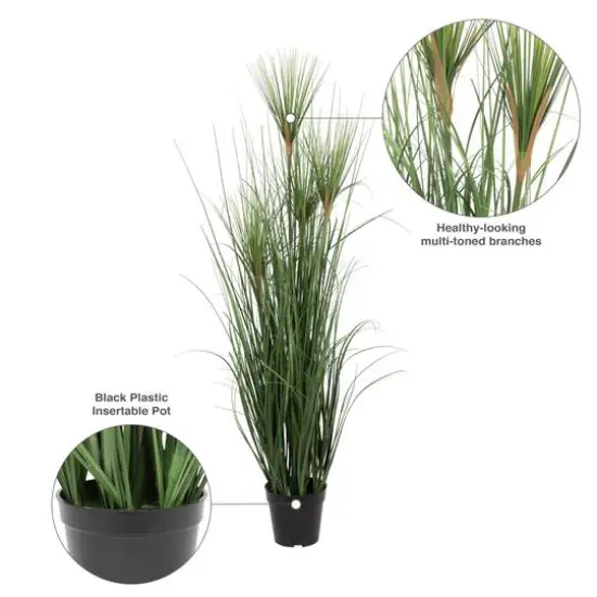 4ft. Potted Artificial Green Brushed Grass {7}