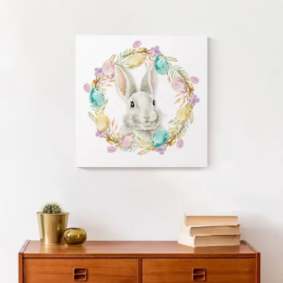 Easter Bunny Wreath 16" x 16" Canvas Wall Art {5}