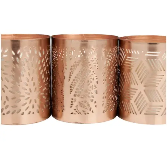 White Wax Campfire Scented Candle with Geometric Copper Containers, 3ct. {4}