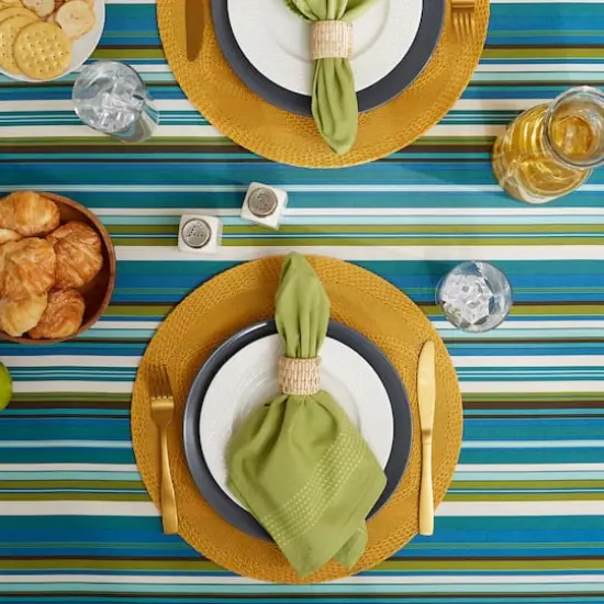 Beachy Stripe Print Outdoor Tablecloth, 60" Round {6}