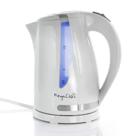 MegaChef 1.7L White Plastic Electric Tea Kettle {4}