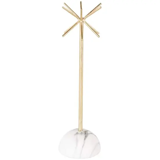 13" Gold Metal 12-Slot Jewelry Stand with White Base {1}