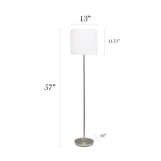 Simple Designs 57" Brushed Nickel Drum Shade Floor Lamp Brushed Nickel and White {4}