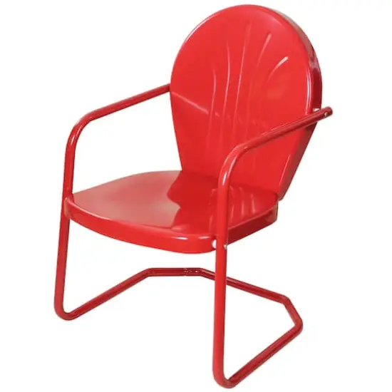 Red Outdoor Retro Metal Tulip Armchair {1}