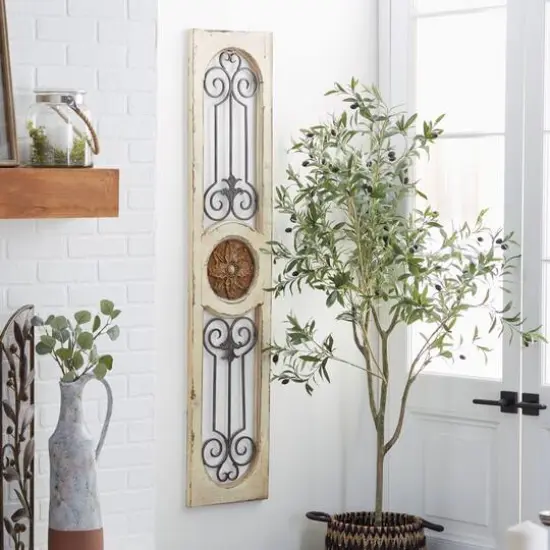 58" White Farmhouse Ornamental Metal & Wood Wall D&eacute;cor {14}