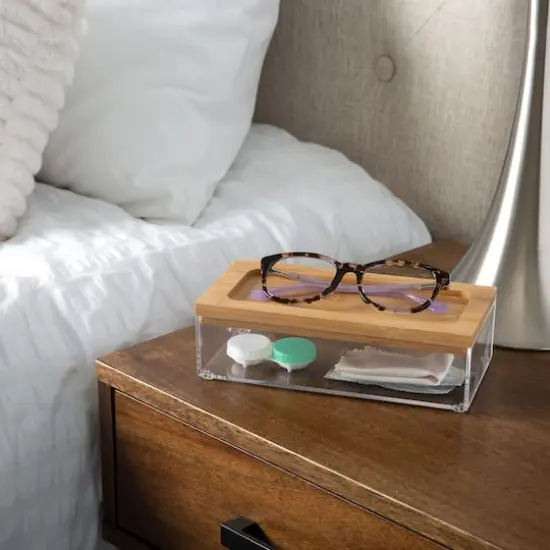 Simplify Bamboo Lid Square Clear Organizer Multi {6}