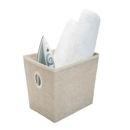 Simplify Medium Beige Faux Jute Grommet Storage Tote Bin {1}