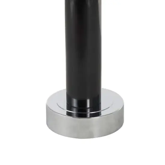 21" Black Marble Round Side End Accent Table with Silver Metal Rod & Base {5}